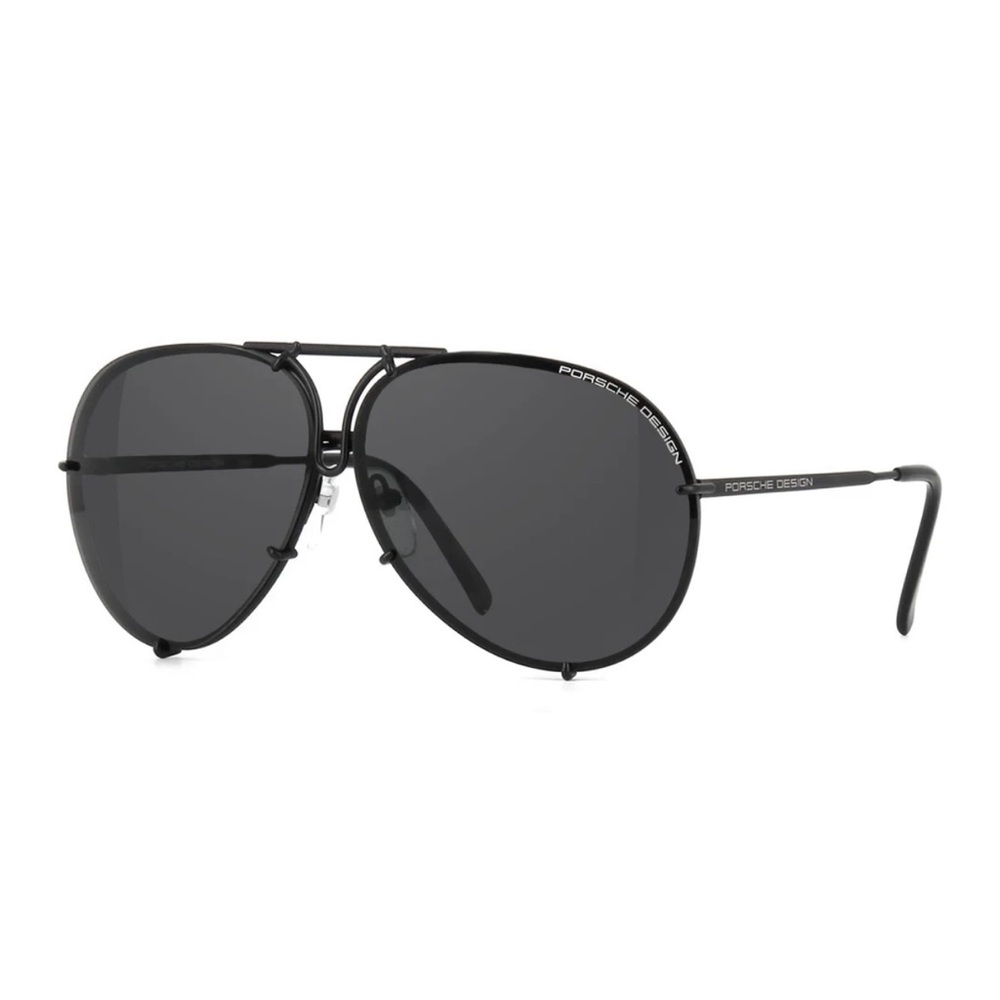 Porsche Design P8478 66mm Unisex Black and Silver Sunglasses + Extra Lens